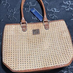 Anne Klein Tan and Brown Woven Tote